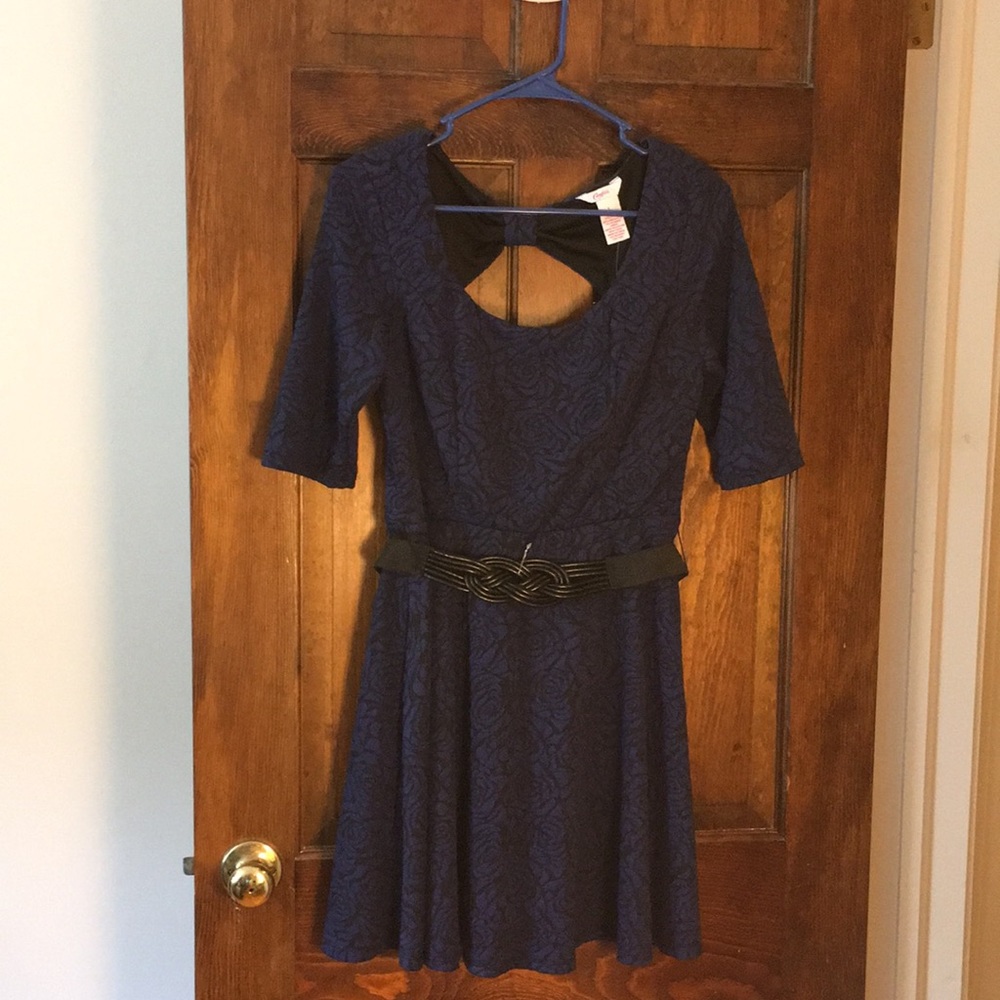 Navy and black rose patterned dress